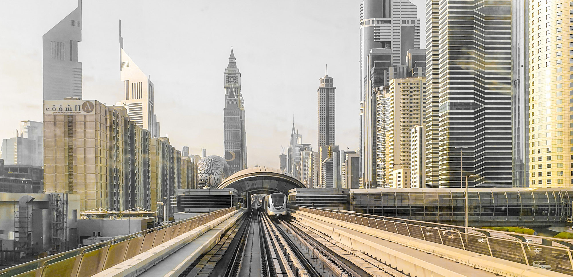metro in vibrant city Dubai